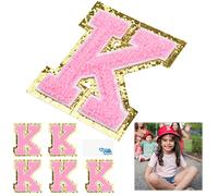 Kare & Kind Fer sur les patchs de lettre - Patchs brodés en chenille de l'alphabet A-Z - Coudre/repasser pour vêtements, chemises, uniformes, robes, vestes, sacs, chapeaux