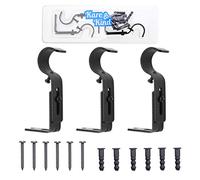 Kare & Kind Lot de 3 supports réglables pour tringles à rideaux - Noir - Supports extensibles - Utilisation pour maintenir des tringles de 2,5 cm pour rideaux légers à lourds, tissus, draperies,