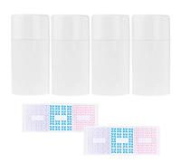 Kare & Kind Lot de 4 récipients vides pour déodorant avec Bouchon - 75 ML - Remplissage supérieur avec mécanisme de Torsion - 6 Autocollants inscriptibles - Tubes cosmétiques Rechargeables pour baume