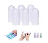 Kare & Kind Lot de 6 Flacons Roll-On Rechargeables 30 ml - Bouteilles Déodorant Vides avec Bouchon + Étiquettes Écrivables