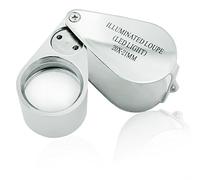Kare & Kind Loupe de Bijoutier 20X21mm avec LED et UV - Loupe Grossissante Professionnelle en Métal - Outil de Précision pour Bijoux, Montres, Pièces de Monnaie, Timbres et Minéraux - Étui Inclus