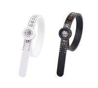 Kare & Kind Outil de mesure de bague 2X - Taille Américaine 1-17- Mesurer la taille des doigts avec précision - Impression transparente réutilisable avec loupe - Bijoux, Bague - (Noir/Blanc)