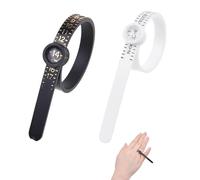 Kare & Kind Outil de mesure de bague 2X - Taille US 1-17 et taille UK A-Z - Mesurer la taille des doigts avec précision - Impression transparente réutilisable avec loupe - Bijoux, Bague - (Noir/Blanc)