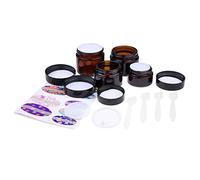 Kare & Kind Pochettes de cosmétiques rechargeables - 4 pots de cosmétiques, 4 couvercles, 4 enveloppes intérieures, 39 étiquettes + 4 spatules - Crèmes, les huiles essentielles, les poudres