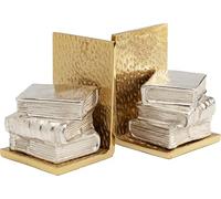 Kare Lot de 2 Serre-Livres d'angle - Doré/argenté - Objet de décoration - Accessoire - Motif Livre - Cadre en Aluminium - Décoration de Chambre, Salon, Bureau à Domicile - Fait Main - 23 x 15 x 12 cm