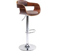 Kare Monaco Tabouret de Bar Design Chocolat élégant Aspect Cuir Chaise rembourrée réglable en Hauteur avec Pied en métal Marron 106 x 48 x 49 cm