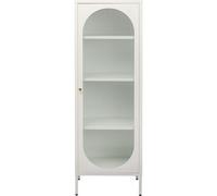 Kare Naxos Vitrine Design Blanche avec Structure en Acier, Porte en Verre, Salon, Couloir, Chambre à Coucher, 150 x 50 x 35 cm