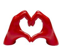 Kare Objet décoratif Design en Forme de cœur - Fait à la Main - Rouge - Chaque pièce est Unique - Accessoire de Salon - pour étagères ou buffets - Sculpture - 12 x 20 x 8 cm (H x l x P)