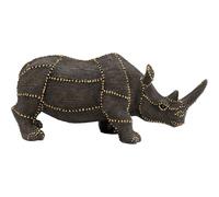 Kare Rhino Rivets Pearls Figurine décorative Design rhinocéros Faite à la Main Pièce Unique pour Le Salon pour étagères, Design Animal, avec Perles torsadées, 11,5 x 26 x 9,5 cm (H x l x P)