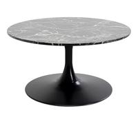 Kare Schickeria Table Basse Design marbre Noir 80 cm de diamètre Table d'appoint, Table de Salon, Aspect marbre, Structure en Acier, Ronde, rétro