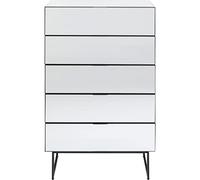 Kare Commode Soran 5 tiroirs Noir, Métal Verre, 113,5 x 65 x 40 cm