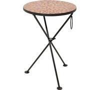 Kare Table d'appoint Design Clack Mosaic - Rouge - Diamètre : 35 cm - Plateau en Verre - Structure en Acier - Rond
