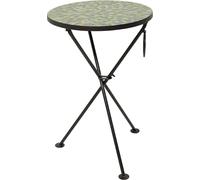 Kare Table d'appoint Design Clack Mosaic - Vert/Bleu - Diamètre : 35 cm - Plateau en Verre - Structure en Acier - Rond
