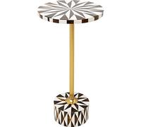Kare Table d'appoint Design Domero Star Blanc/Marron Table Basse, Salon, Table de Chevet, Table d'appoint Ronde, diamètre 25 cm, Table d'appoint canapé 50 x 25 x 25 cm (H x l x P)