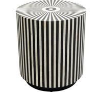 Kare Table d'appoint design Electra - Noir et blanc - Diamètre : 40 cm - Fabriquée à la main - En bois recyclé - Table basse ronde - Table de salon, chambre à coucher - Bois massif - Os de buffle - 45