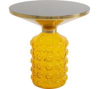Kare Table d'appoint Design Lola Jaune, Ronde, diamètre 35 cm, Socle en Verre, Table Basse, Salon, Table de Chevet