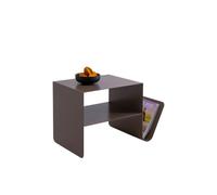 Kare Table d'appoint Design Lounge News, Gris, 65 x 37 x 42 cm, Design Minimaliste, Porte-revues, Table Basse, Acier, Industriel, Moderne, Salon