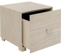 Kare Table d'appoint Design Travertino - Beige - 45 x 45 x 45 cm - Table Basse, Table de Chevet, Table d'appoint, Table de Rangement, Table Basse avec tiroir, Aspect Pierre - Salon