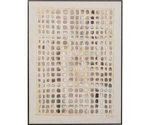 Kare Tableau mural design à paillettes rectangulaire encadré Fait à la main Art abstrait Unique Décoration murale Design moderne pour chambre à coucher En coton acrylique Bois 120 x 90 cm (H x l)
