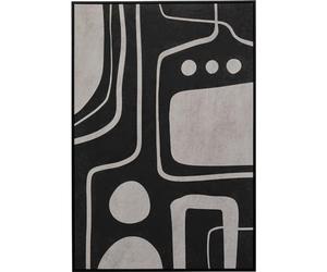 Kare Tableau mural design Artistic Blacky noir et blanc rectangulaire encadré Peint à la main Art abstrait Tableau mural design moderne pour chambre à coucher, salon, 110 x 70 cm (H x l)