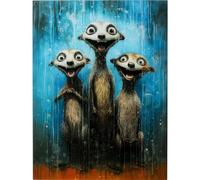 KARE Tableau mural design rectangulaire suricate chantant bleu - Verre de sécurité trempé de 4 mm - Motif animal suricate - Décoration murale pour chambre à coucher - Verre polypropylène - 80 x 60 cm
