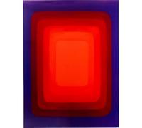 Kare Tendency Tableau mural rectangulaire fait à la main Motif tendance Rouge/bleu Fait à la main Pièce unique Design abstrait Décoration murale pour chambre à coucher Salon Coton 160 x 120 cm (H x l)