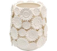 Kare Vase Design Sunflowers - Blanc - Vase décoratif - Motif tournesols - pour Salon, Couloir - Hauteur : 30 cm