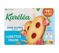 KARELEA Biscuits Lunette Fraise Sans Sucres Ajoutés - 175g - Boîte de 6 Sachets Individuels - Fabrication Française - Nutriscore A - Lot de 3