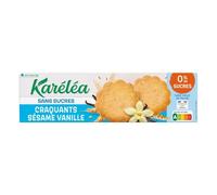 KARELEA Biscuits Sésame Vanille Sans Sucres, Paquet de 132 g, Sans Huile de Palme, Nutriscore A, Biscuiterie Française - Lot de 3