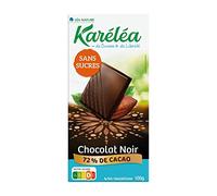 Karéléa - Chocolat Noir 72% cacao - Sans Sucre - 100 g - Lot de 6
