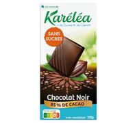KARELEA - Chocolat noir s/sucres | Saveur onctueuse et gourmande | Idéal pour les pauses sucrées | la tablette de 100g | LOT DE 3