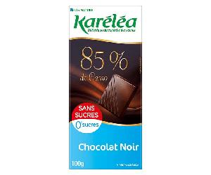 Karéléa Chocolat Sans Sucres Tablette Chocolat Noir 85% Cacao 100g