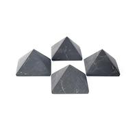 Karelian Heritage Pyramide de shungite en vrac | Protection en shungite en pierre noire non polie | Petite pyramide noire de 5 cm | Lot de 4 pierres de mise à la terre pour la maison et le bureau S102