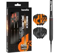 Karella Fléchettes souples Daniel Klose 90 % tungstène, 2 versions de 19 g, 21 g + 2 jeux d'ailettes, 3 fléchettes avec pointe en plastique pour cible classique