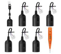 KARELLS 6 PCS Douille E27 avec Fil,Douille de Lampe,Testeur de Tension,socket Chantier E27 avec Pince Enfichable, Noir