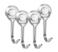 KARELLS Crochets Magnétiques,Crochets Aimantés Magnétiques,4Pcs Aimant Crochet,Crochet Magnetique Frigo,Aimants Puissants Crochets,Crochets Magnétiques Extra Forts,Crochet Aimanté Puissant (Argent)