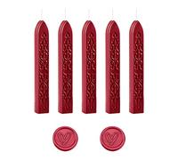 KARELLS Lot de 5 bâtons de cire à cacheter résineux, rouge vin, imperméables, haute viscosité, pour invitations de mariage, cartes et lettres vintage