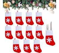 KARELLS Porte-Couverts de Noël,Mini Chaussettes de Noël,12 pièces Porte-Couverts Chaussettes Noël,Range Couvert Noel,Sac de Vaisselle de Noel