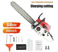 Karelwui 58 Tronçonneuse à essence à 2 temps, barre de guidage de 20 pouces, puissance professionnelle de 3,2 CV avec 13 000 tr/min pour l'abattage d'arbres et le bois de chauffage à usage intens