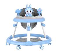 Karelwui Baby Learning Walker avec des roues silencieuses à 360 ° et un ajustement de hauteur à 7 niveaux - 6-18 mois de stockage pliable Easy Childre Bleu