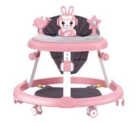 Karelwui Baby Learning Walker avec des roues silencieuses à 360 ° et un ajustement de hauteur à 7 niveaux - 6-18 mois de stockage pliable Easy Childre Rose