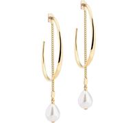 Karen Millen Karen Millen Gold Tone Silver Tone Modern Pearl Hoop Earrings