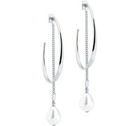 Karen Millen Karen Millen Silver Tone Silver Tone Modern Pearl Hoop Earrings