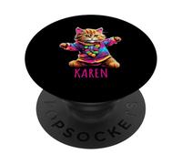 Karen Motif Chat Dansant coloré pour Fille Nom Karen PopSockets PopGrip Adhésif