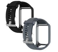 KAREN66 2 Pack Bracelet Compatible avec Tomtom Runner 2 / Runner 3 / Spark 3 / Aventurier/Golfeur 2 Sports GPS Running Bracelet, Bande de Remplacement en Silicone (Noir/Gris)