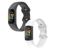 KAREN66 2 Pièces Bracelet Compatible avec Fitbit Charge 6 /Charge 5 Bracelet, Sport Bracelet Replacement Bande Respirant pour Fitbit Charge 6/Charge 5 Hommes et Femmes (Noir/Blanc)