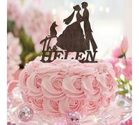 Karen's Cake Toppers Décoration de cupcake en acrylique avec monogramme « Mrs and Mrs Brown » LGBT pour mariage, anniversaire, jubilé, rustique, amusant, avec monogramme « Love Is Love »