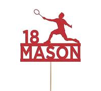 Karen's Cake Toppers Décoration de gâteau Badminton Personnalisable