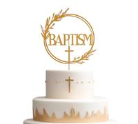 Karen's Cake Toppers Décoration de gâteau Baptême dorée - Bénédictions divines - Élégante décoration de gâteau pour célébrations, baptêmes et jalons