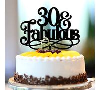 Karen's Cake Toppers Décoration de gâteau d'anniversaire 30e anniversaire en acrylique noir avec nom personnalisé pour homme et femme 15,2 cm